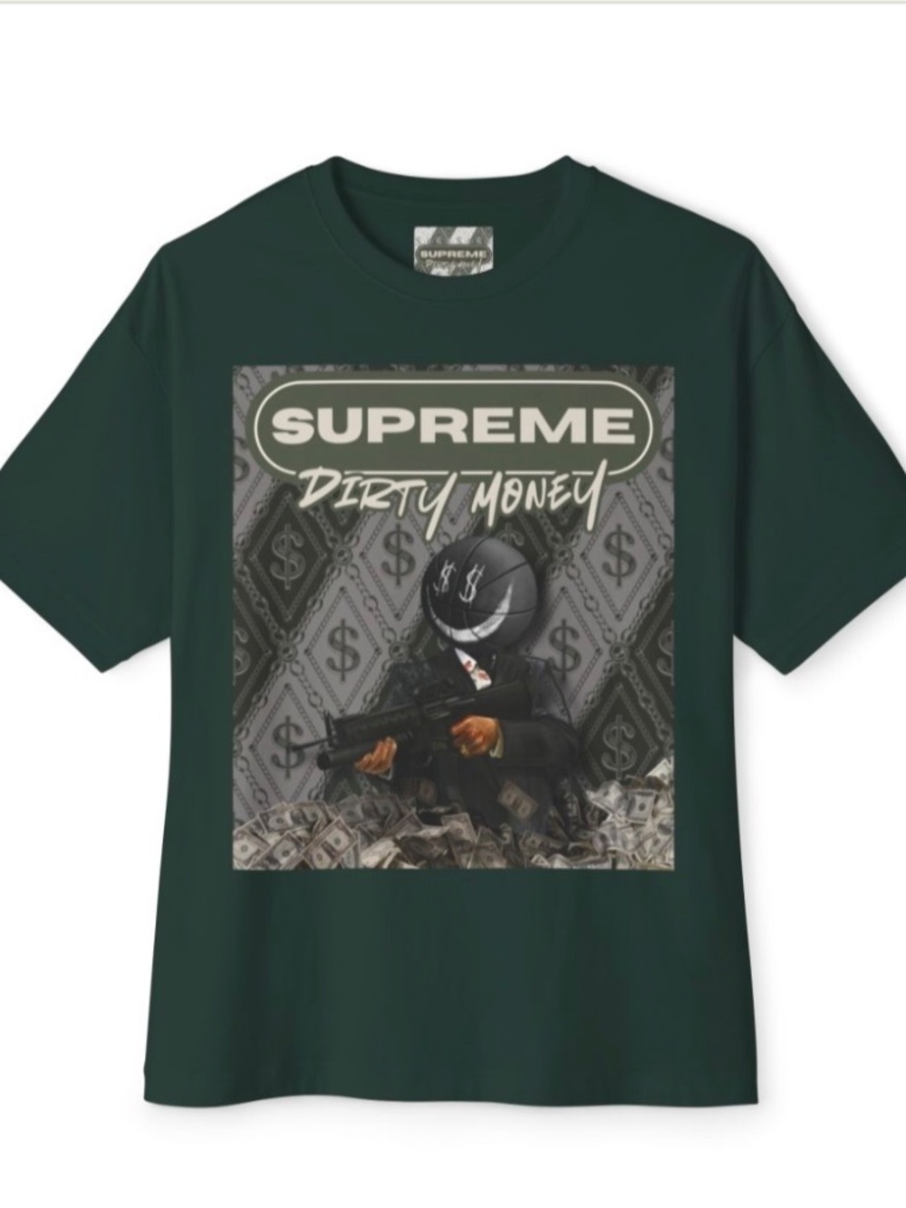 Supreme Dirty Money” men's Oversized Boxey T-Shirt. 3 Colors
